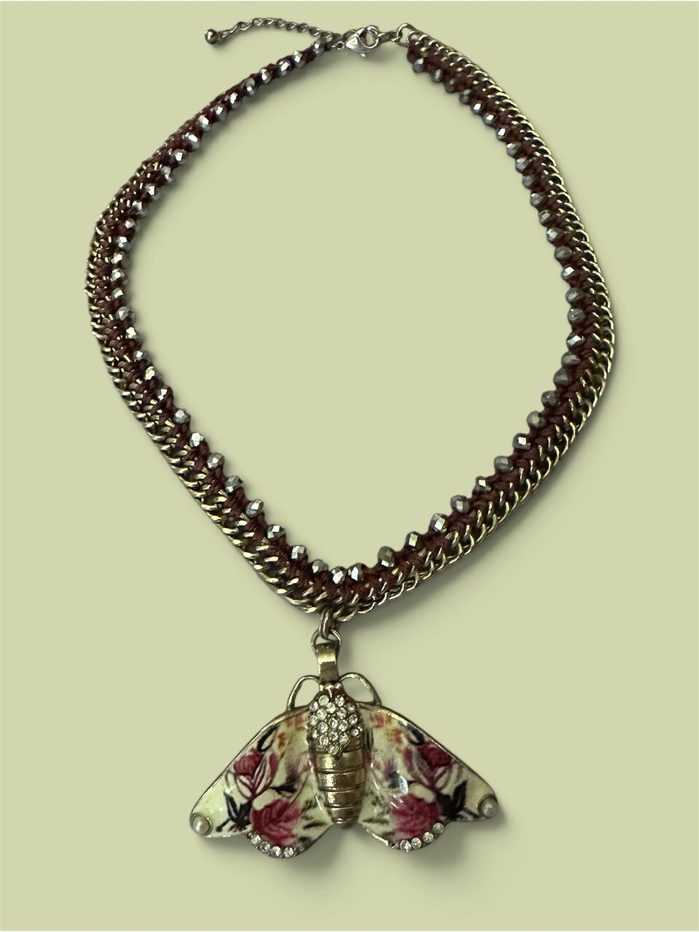 Very Rare Vintage Betsey Johnson Moth Pendant Necklace - Picture 4 of 4